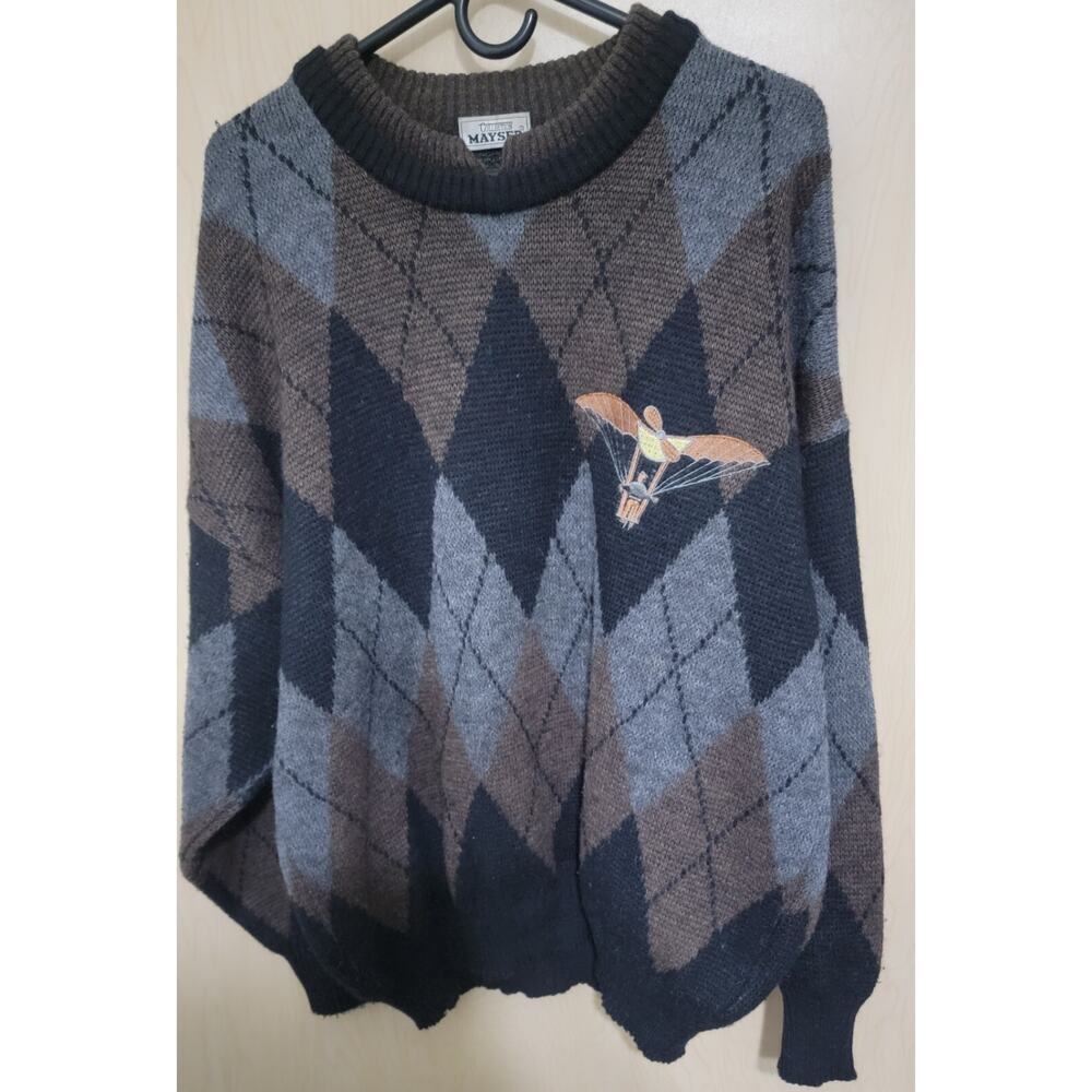 Vintage Mayser Wool Alpca blend embroidered Mens Grandpa sweater size 56 US XL